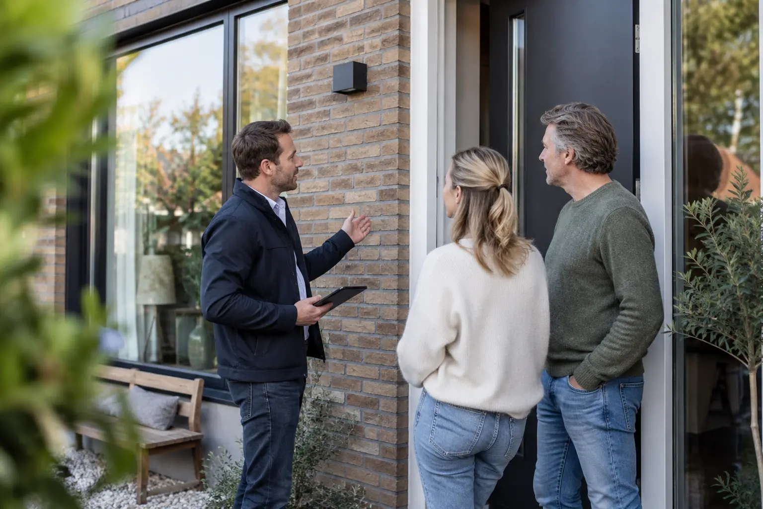 Vakmensen bespreken een bouwplan
