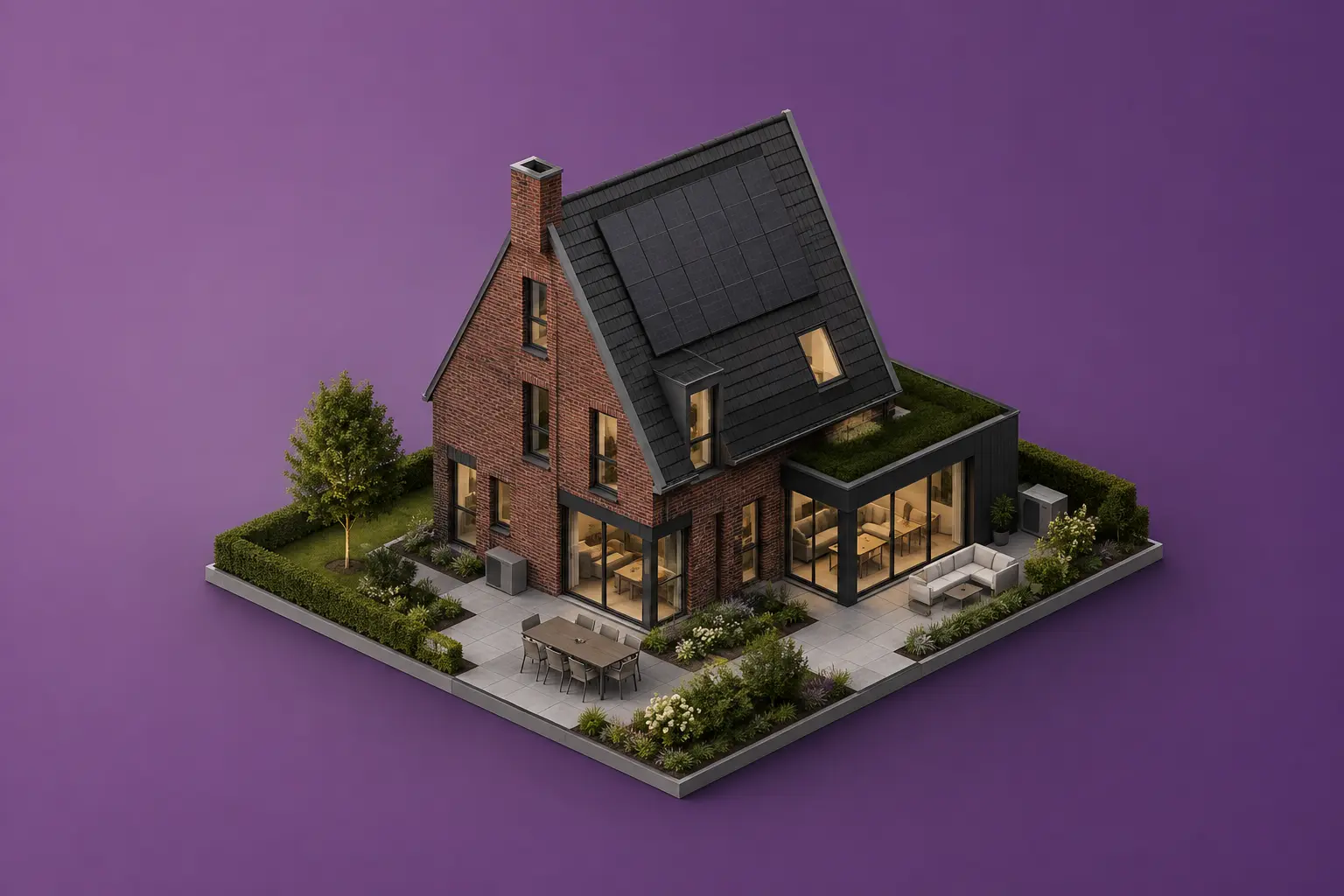 3D woning als centraal onderdeel van de infographic